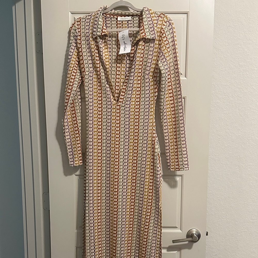12th Tribe Multicolor Geometric Long Sleeve Dress